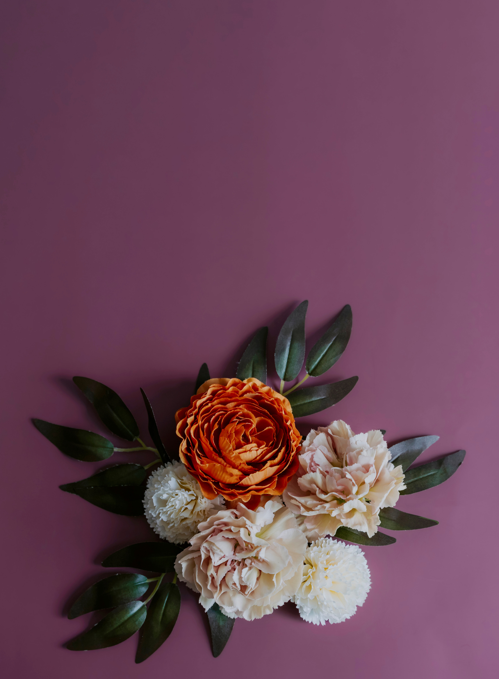 Bouquet of Flowers on Dark Purple Background